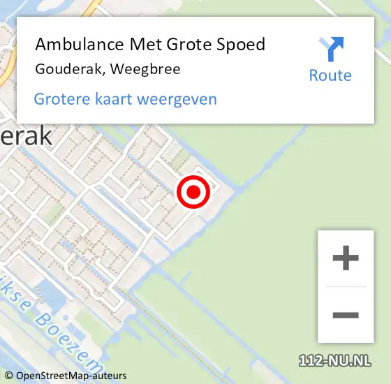 Locatie op kaart van de 112 melding: Ambulance Met Grote Spoed Naar Gouderak, Weegbree op 5 april 2022 21:06