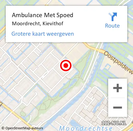 Locatie op kaart van de 112 melding: Ambulance Met Spoed Naar Moordrecht, Kievithof op 5 april 2022 21:15