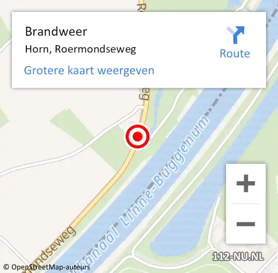 Locatie op kaart van de 112 melding: Brandweer Horn, Roermondseweg op 13 juli 2014 13:23