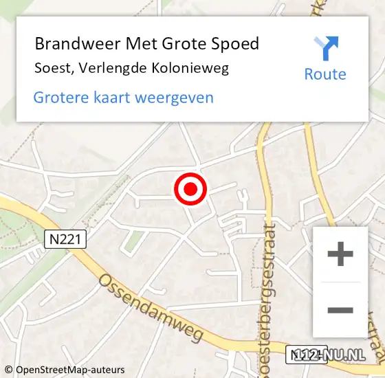 Locatie op kaart van de 112 melding: Brandweer Met Grote Spoed Naar Soest, Verlengde Kolonieweg op 5 april 2022 22:03