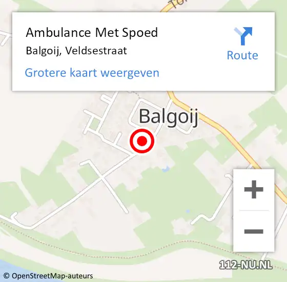 Locatie op kaart van de 112 melding: Ambulance Met Spoed Naar Balgoij, Veldsestraat op 5 april 2022 22:42