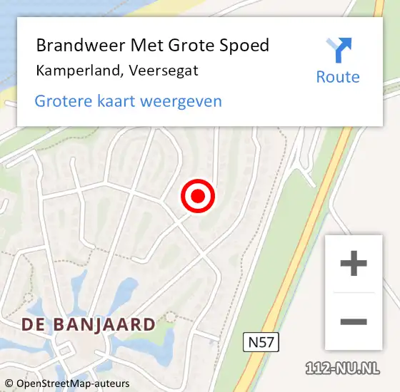 Locatie op kaart van de 112 melding: Brandweer Met Grote Spoed Naar Kamperland, Veersegat op 5 april 2022 22:56