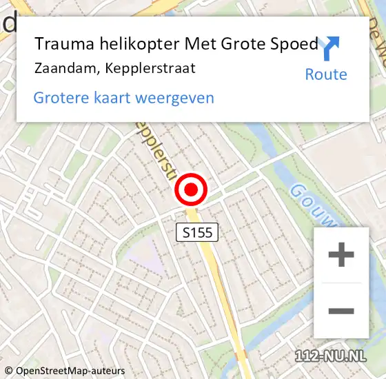 Locatie op kaart van de 112 melding: Trauma helikopter Met Grote Spoed Naar Zaandam, Kepplerstraat op 5 april 2022 23:05