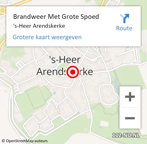 Locatie op kaart van de 112 melding: Brandweer Met Grote Spoed Naar 's-Heer Arendskerke op 8 oktober 2013 08:49