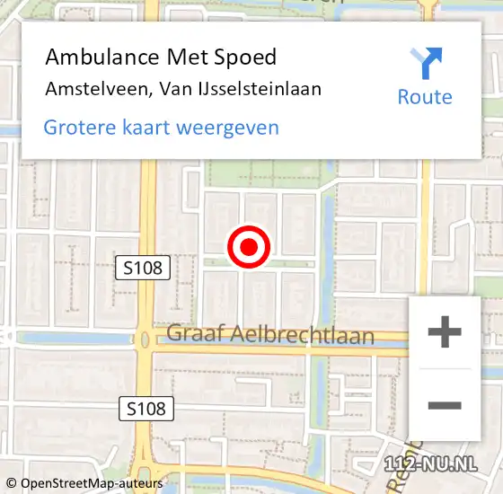 Locatie op kaart van de 112 melding: Ambulance Met Spoed Naar Amstelveen, Van IJsselsteinlaan op 5 april 2022 23:38