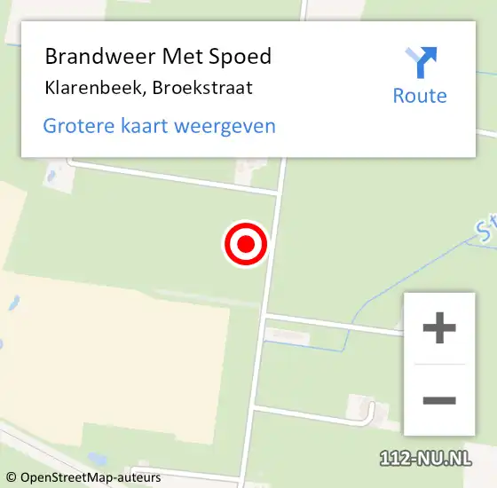 Locatie op kaart van de 112 melding: Brandweer Met Spoed Naar Klarenbeek, Broekstraat op 6 april 2022 00:02