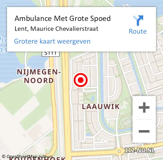 Locatie op kaart van de 112 melding: Ambulance Met Grote Spoed Naar Lent, Maurice Chevalierstraat op 6 april 2022 00:04