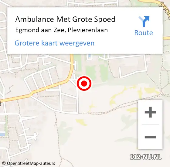 Locatie op kaart van de 112 melding: Ambulance Met Grote Spoed Naar Egmond aan Zee, Plevierenlaan op 6 april 2022 00:29