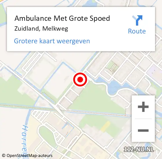 Locatie op kaart van de 112 melding: Ambulance Met Grote Spoed Naar Zuidland, Melkweg op 6 april 2022 00:31