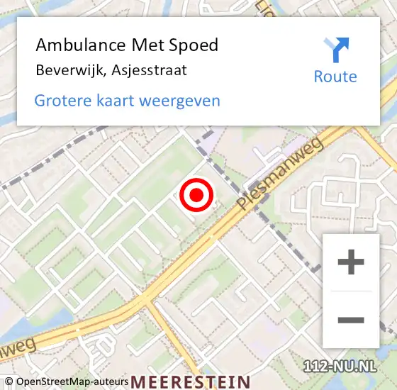 Locatie op kaart van de 112 melding: Ambulance Met Spoed Naar Beverwijk, Asjesstraat op 6 april 2022 00:57