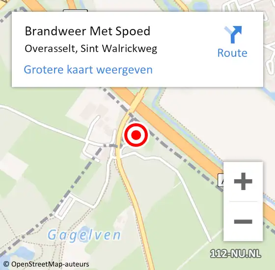 Locatie op kaart van de 112 melding: Brandweer Met Spoed Naar Overasselt, Sint Walrickweg op 6 april 2022 01:07