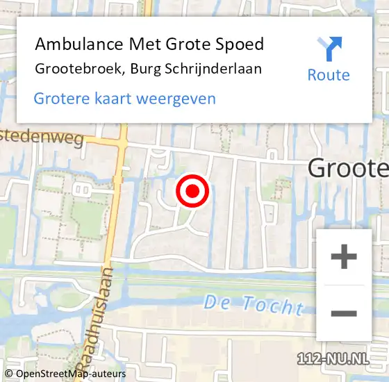 Locatie op kaart van de 112 melding: Ambulance Met Grote Spoed Naar Grootebroek, Burg Schrijnderlaan op 13 juli 2014 13:38