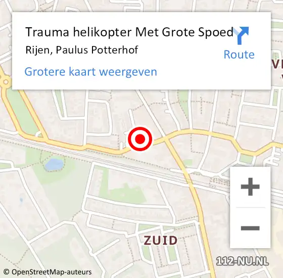 Locatie op kaart van de 112 melding: Trauma helikopter Met Grote Spoed Naar Rijen, Paulus Potterhof op 6 april 2022 02:35