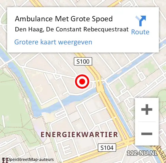 Locatie op kaart van de 112 melding: Ambulance Met Grote Spoed Naar Den Haag, De Constant Rebecquestraat op 6 april 2022 03:43