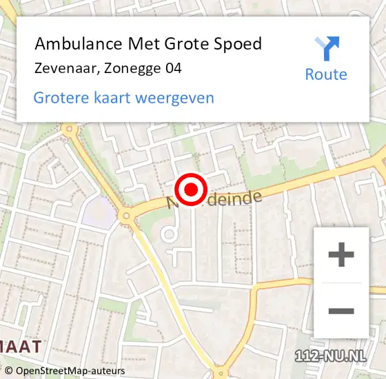 Locatie op kaart van de 112 melding: Ambulance Met Grote Spoed Naar Zevenaar, Zonegge 04 op 6 april 2022 03:54