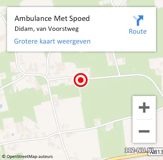 Locatie op kaart van de 112 melding: Ambulance Met Spoed Naar Didam, van Voorstweg op 6 april 2022 05:11