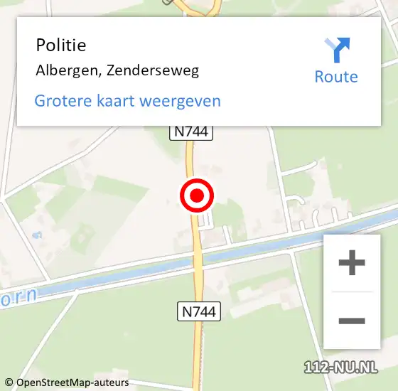 Locatie op kaart van de 112 melding: Politie Albergen, Zenderseweg op 6 april 2022 05:46