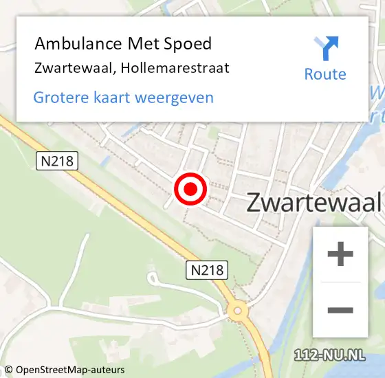 Locatie op kaart van de 112 melding: Ambulance Met Spoed Naar Zwartewaal, Hollemarestraat op 6 april 2022 06:27