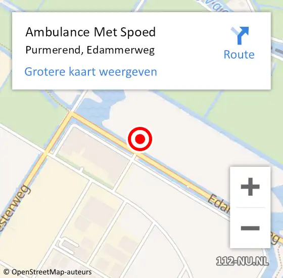 Locatie op kaart van de 112 melding: Ambulance Met Spoed Naar Purmerend, Edammerweg op 6 april 2022 06:30