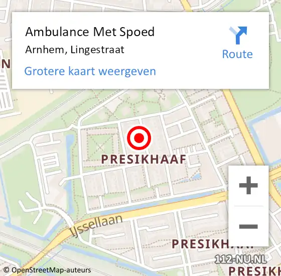 Locatie op kaart van de 112 melding: Ambulance Met Spoed Naar Arnhem, Lingestraat op 6 april 2022 06:53