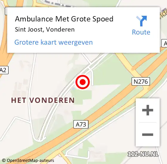 Locatie op kaart van de 112 melding: Ambulance Met Grote Spoed Naar Sint Joost, Vonderen op 6 april 2022 06:53