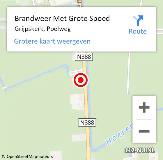 Locatie op kaart van de 112 melding: Brandweer Met Grote Spoed Naar Grijpskerk, Poelweg op 6 april 2022 06:57