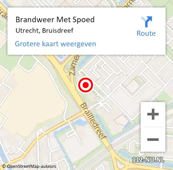 Locatie op kaart van de 112 melding: Brandweer Met Spoed Naar Utrecht, Bruisdreef op 6 april 2022 07:06