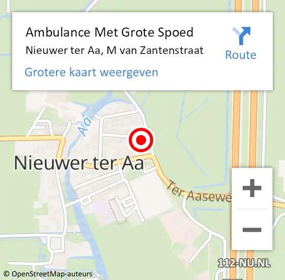 Locatie op kaart van de 112 melding: Ambulance Met Grote Spoed Naar Nieuwer ter Aa, M van Zantenstraat op 13 juli 2014 13:55