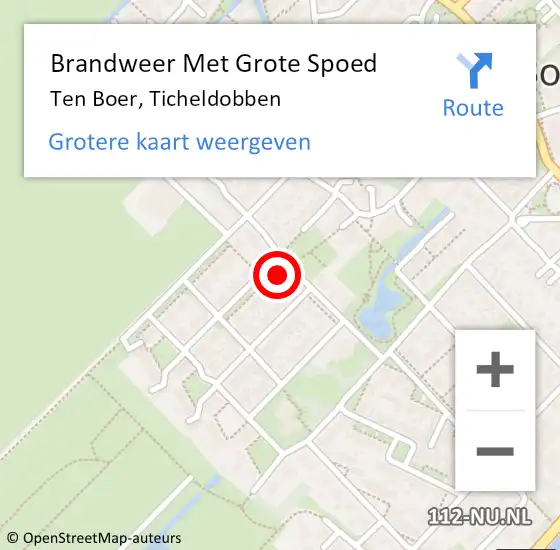 Locatie op kaart van de 112 melding: Brandweer Met Grote Spoed Naar Ten Boer, Ticheldobben op 6 april 2022 07:21