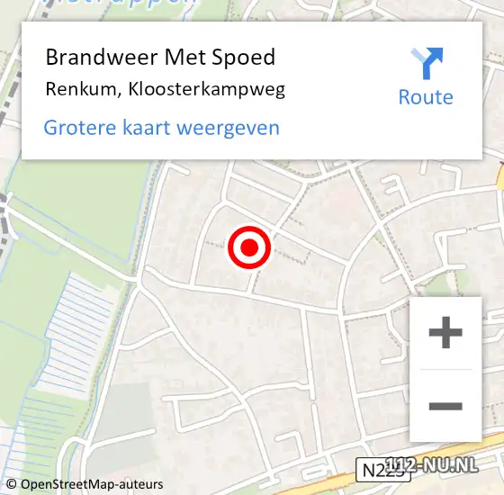 Locatie op kaart van de 112 melding: Brandweer Met Spoed Naar Renkum, Kloosterkampweg op 6 april 2022 07:53