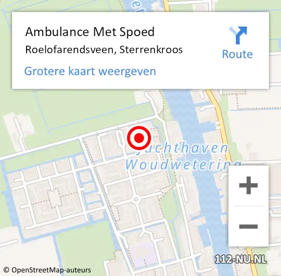 Locatie op kaart van de 112 melding: Ambulance Met Spoed Naar Roelofarendsveen, Sterrenkroos op 6 april 2022 08:27