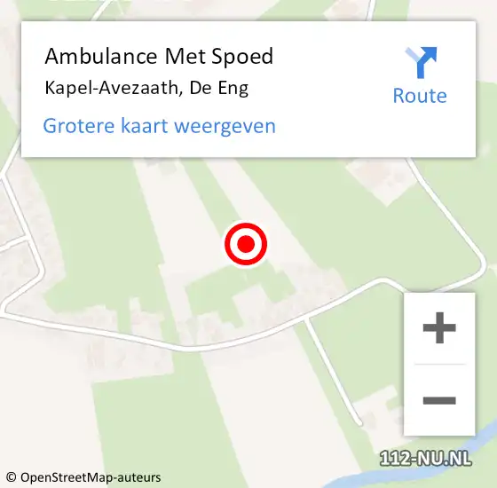 Locatie op kaart van de 112 melding: Ambulance Met Spoed Naar Kapel-Avezaath, De Eng op 6 april 2022 08:37