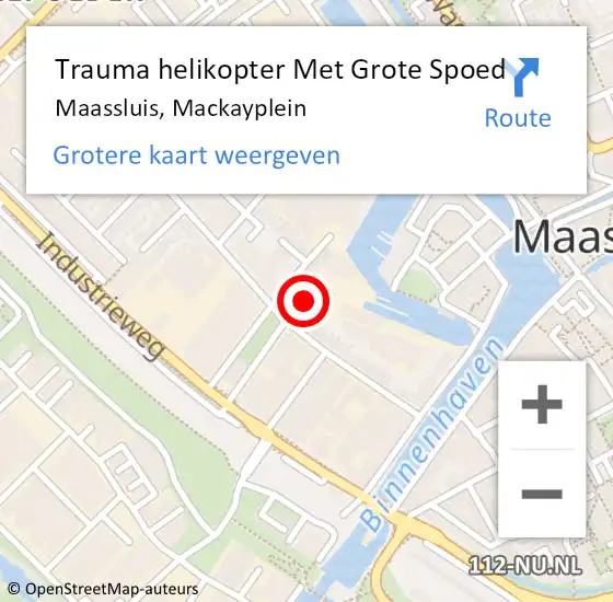 Locatie op kaart van de 112 melding: Trauma helikopter Met Grote Spoed Naar Maassluis, Mackayplein op 6 april 2022 08:38