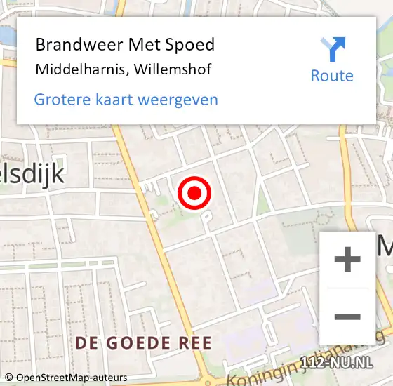 Locatie op kaart van de 112 melding: Brandweer Met Spoed Naar Middelharnis, Willemshof op 6 april 2022 08:49