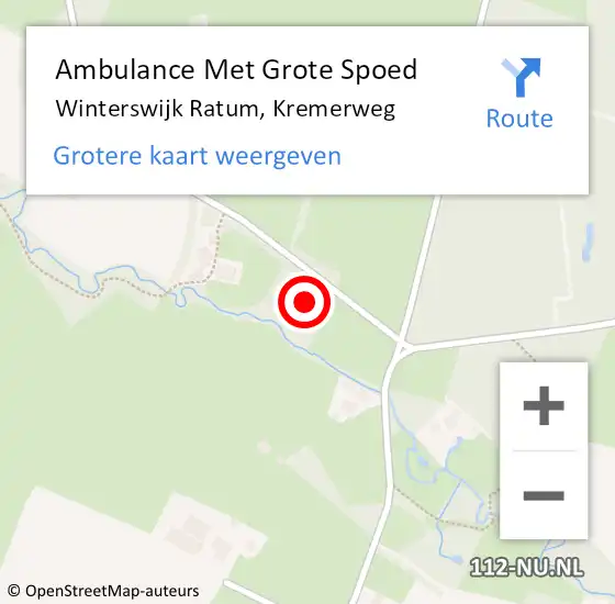 Locatie op kaart van de 112 melding: Ambulance Met Grote Spoed Naar Winterswijk Ratum, Kremerweg op 13 juli 2014 14:03