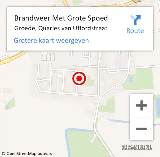 Locatie op kaart van de 112 melding: Brandweer Met Grote Spoed Naar Groede, Quarles van Uffordstraat op 6 april 2022 08:54