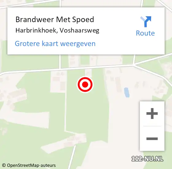 Locatie op kaart van de 112 melding: Brandweer Met Spoed Naar Harbrinkhoek, Voshaarsweg op 6 april 2022 08:57