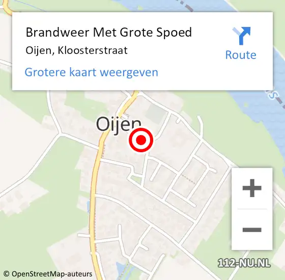 Locatie op kaart van de 112 melding: Brandweer Met Grote Spoed Naar Berghem, Kloosterstraat op 6 april 2022 09:05