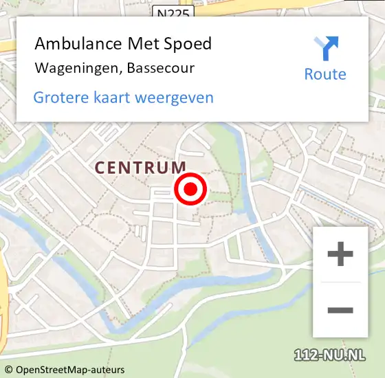 Locatie op kaart van de 112 melding: Ambulance Met Spoed Naar Wageningen, Bassecour op 6 april 2022 09:32