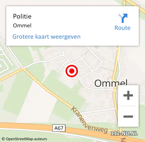 Locatie op kaart van de 112 melding: Politie Ommel op 6 april 2022 09:33