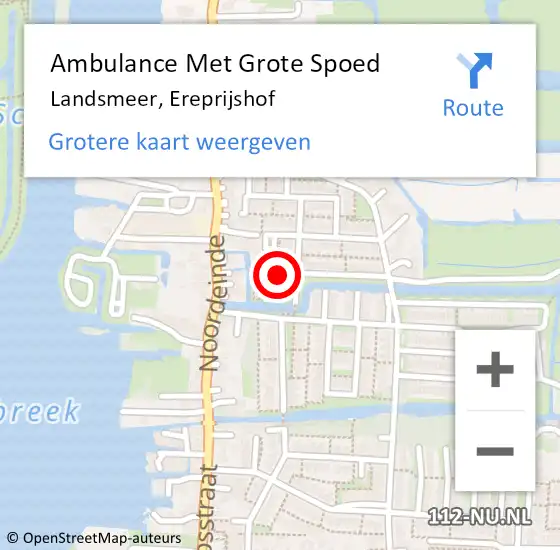 Locatie op kaart van de 112 melding: Ambulance Met Grote Spoed Naar Landsmeer, Ereprijshof op 6 april 2022 09:41
