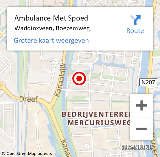 Locatie op kaart van de 112 melding: Ambulance Met Spoed Naar Waddinxveen, Boezemweg op 6 april 2022 09:44