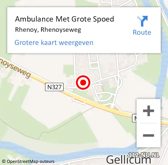 Locatie op kaart van de 112 melding: Ambulance Met Grote Spoed Naar Rhenoy, Rhenoyseweg op 6 april 2022 09:54