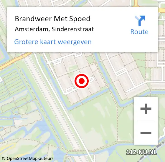 Locatie op kaart van de 112 melding: Brandweer Met Spoed Naar Amsterdam-Zuidoost, Sinderenstraat op 6 april 2022 10:06