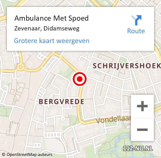 Locatie op kaart van de 112 melding: Ambulance Met Spoed Naar Zevenaar, Didamseweg op 6 april 2022 10:17