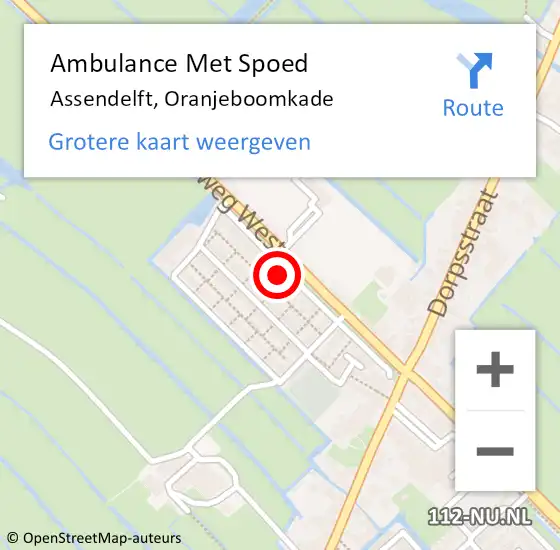 Locatie op kaart van de 112 melding: Ambulance Met Spoed Naar Assendelft, Oranjeboomkade op 6 april 2022 10:20