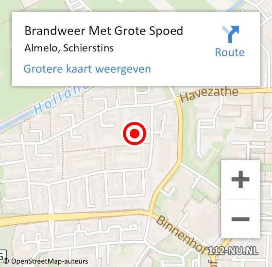 Locatie op kaart van de 112 melding: Brandweer Met Grote Spoed Naar Almelo, Schierstins op 6 april 2022 10:33