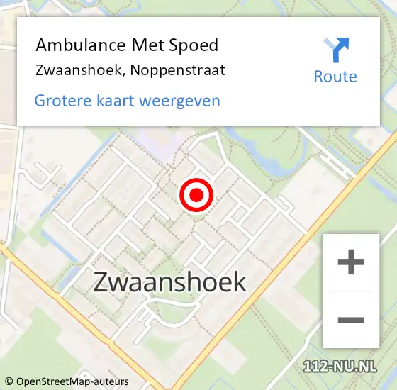 Locatie op kaart van de 112 melding: Ambulance Met Spoed Naar Zwaanshoek, Noppenstraat op 6 april 2022 10:36