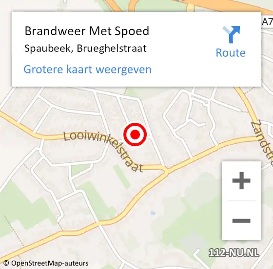 Locatie op kaart van de 112 melding: Brandweer Met Spoed Naar Spaubeek, Brueghelstraat op 6 april 2022 10:42