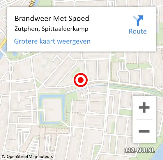 Locatie op kaart van de 112 melding: Brandweer Met Spoed Naar Zutphen, Spittaalderkamp op 6 april 2022 10:54